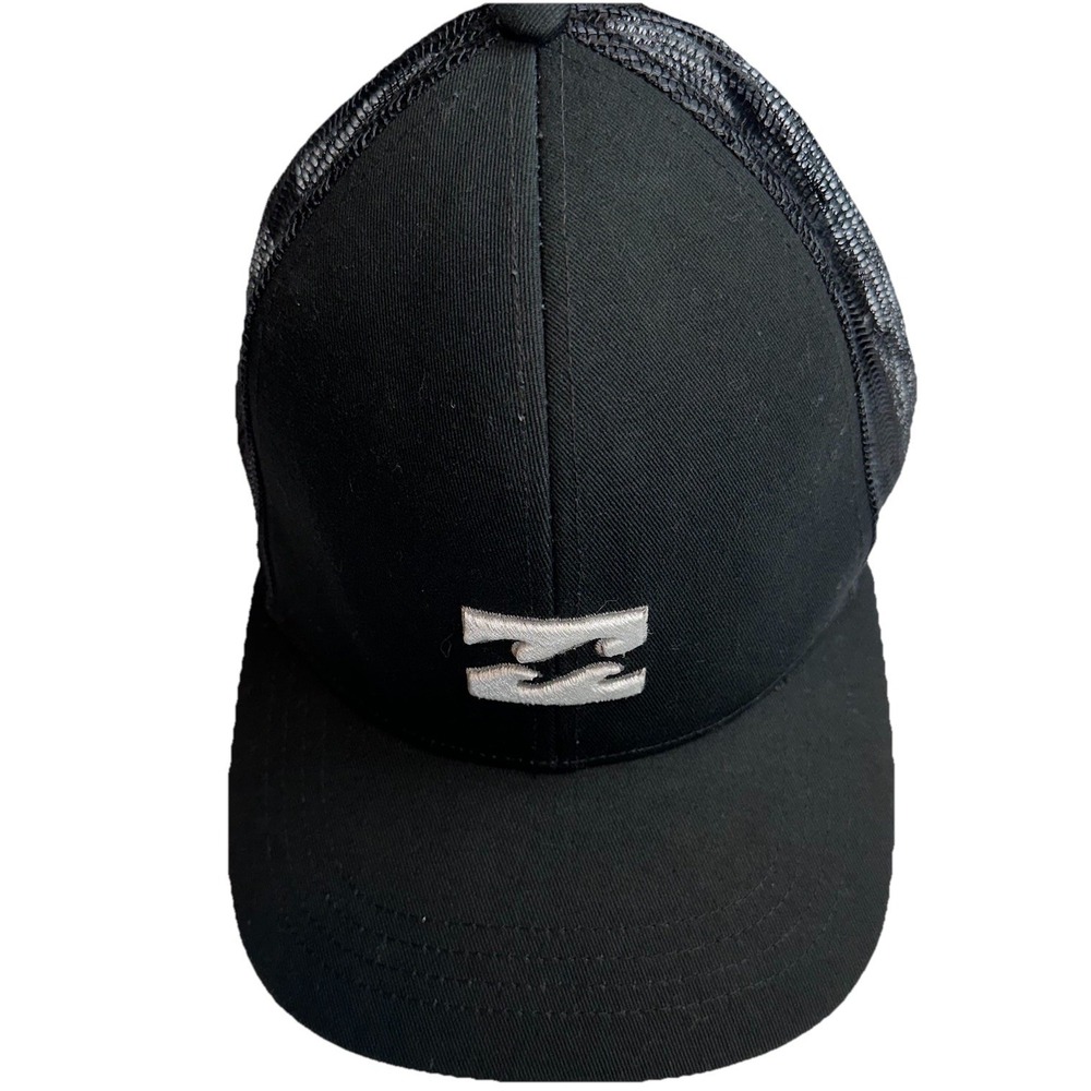 Billabong Black Surfing Trucker Hat Cap Men Snapback Wave Logo Embroidered